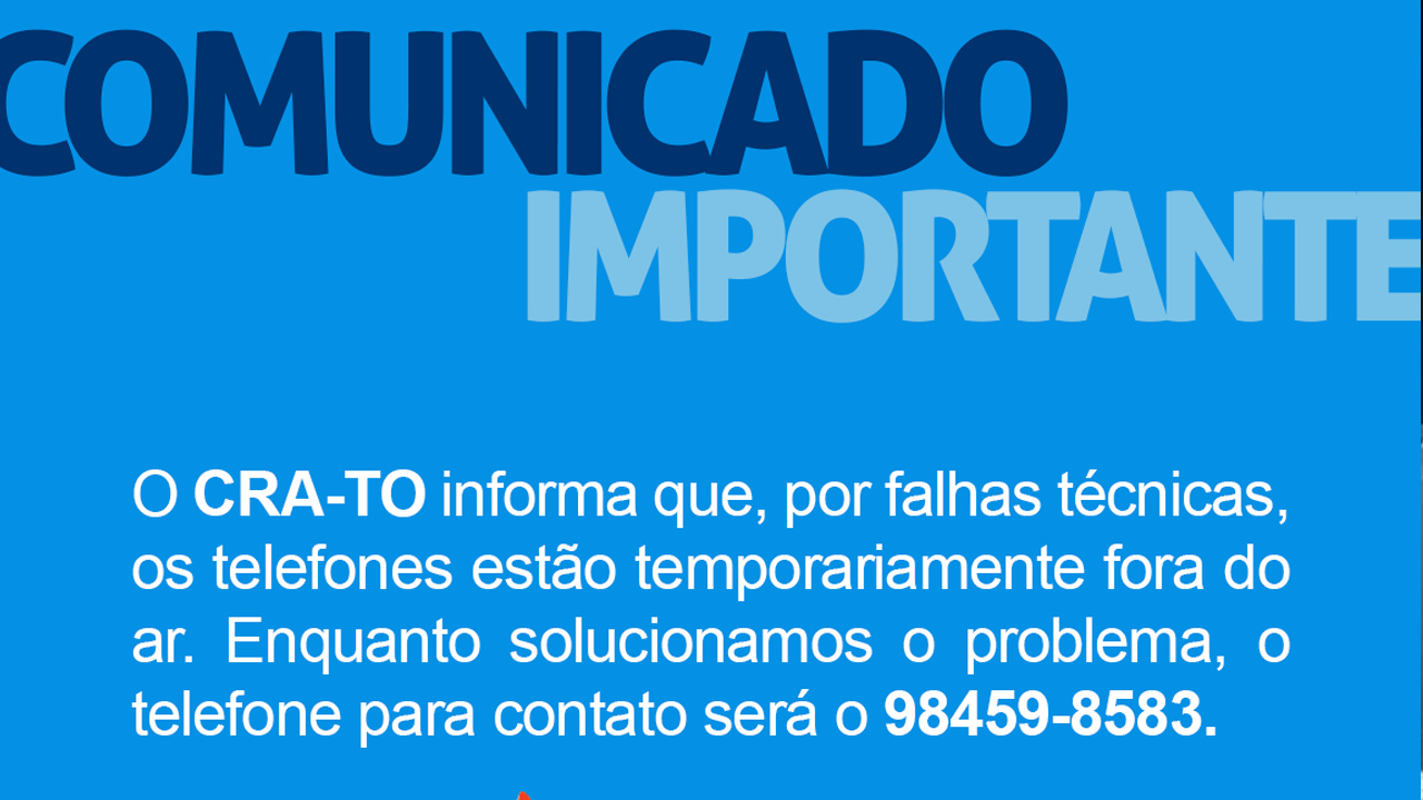 Leia mais sobre o artigo Não fique sem falar com o CRA-TO