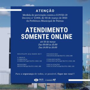 Leia mais sobre o artigo Medidas restritivas –  Atendimento CRA-TO