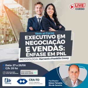 Leia mais sobre o artigo Registrado ao CRA-TO tem 20% de desconto em Formação em Executivo em Negociação e Vendas: Ênfase em PNL