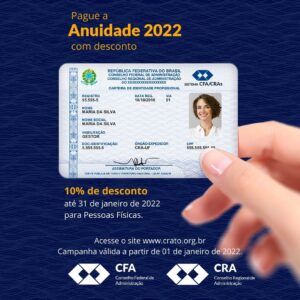 Leia mais sobre o artigo Profissional da Administração: pague a Anuidade 2022 com desconto de 10% em janeiro