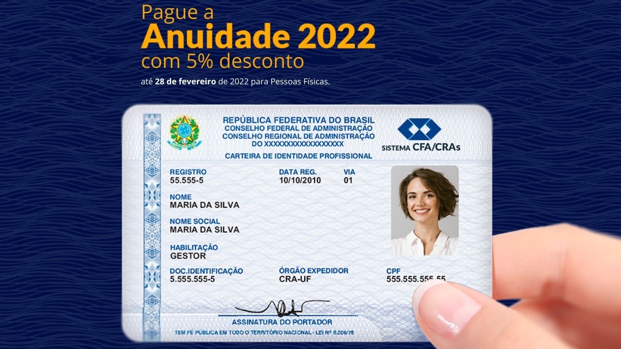 Leia mais sobre o artigo Profissional da Administração: pague a Anuidade 2022 com desconto de 5% em fevereiro