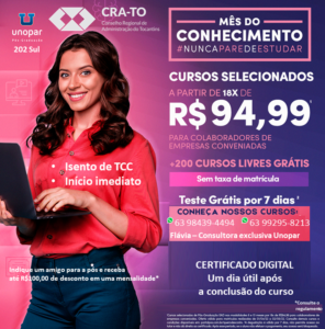 Leia mais sobre o artigo UNOPAR é nova parceira do CRA-TO: MBA LIDERANÇA E FORMAÇÃO DE GESTORES