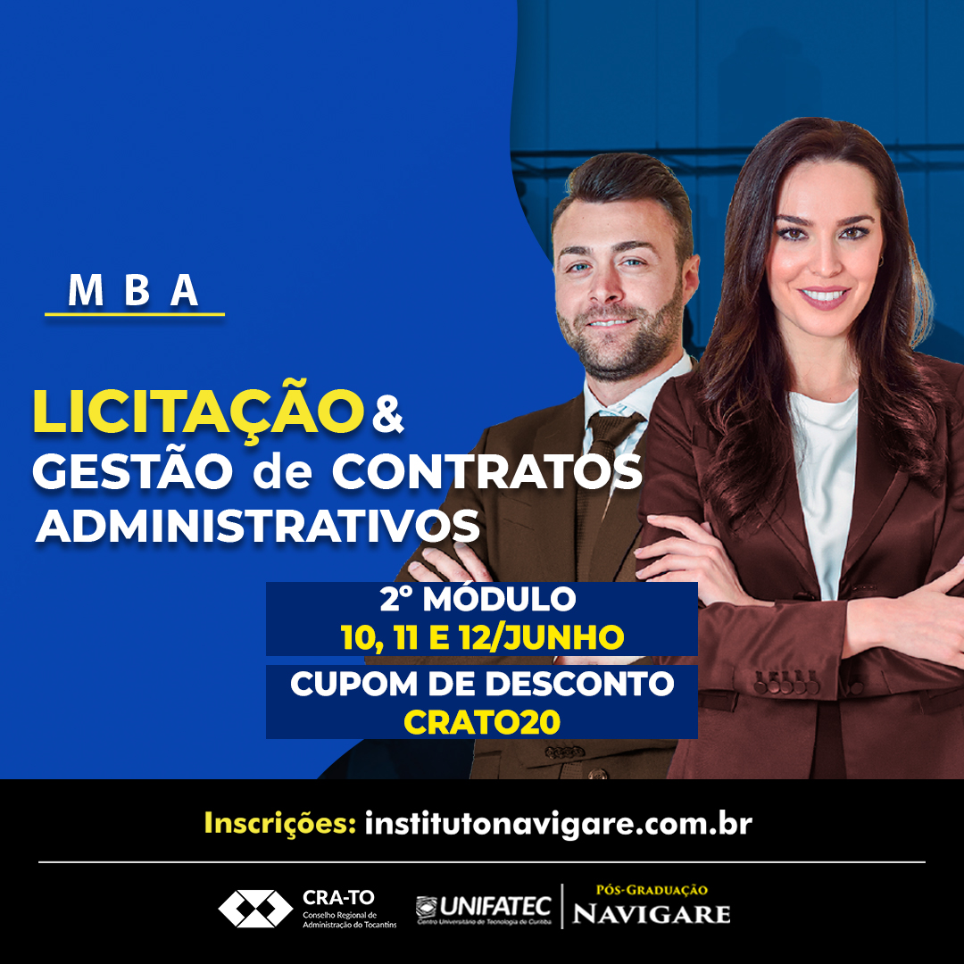 No momento, você está visualizando Aproveite o desconto – Convênio Instituto Navigare: MBA – Licitação e Gestão de Contratos Administrativos