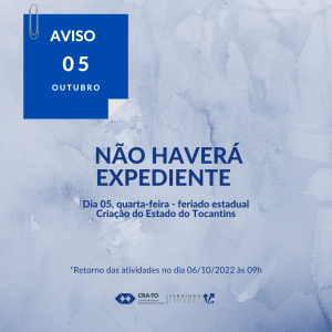 Leia mais sobre o artigo Comunicado: Não Haverá Expediente no dia 05 de outubro – Feriado Estadual