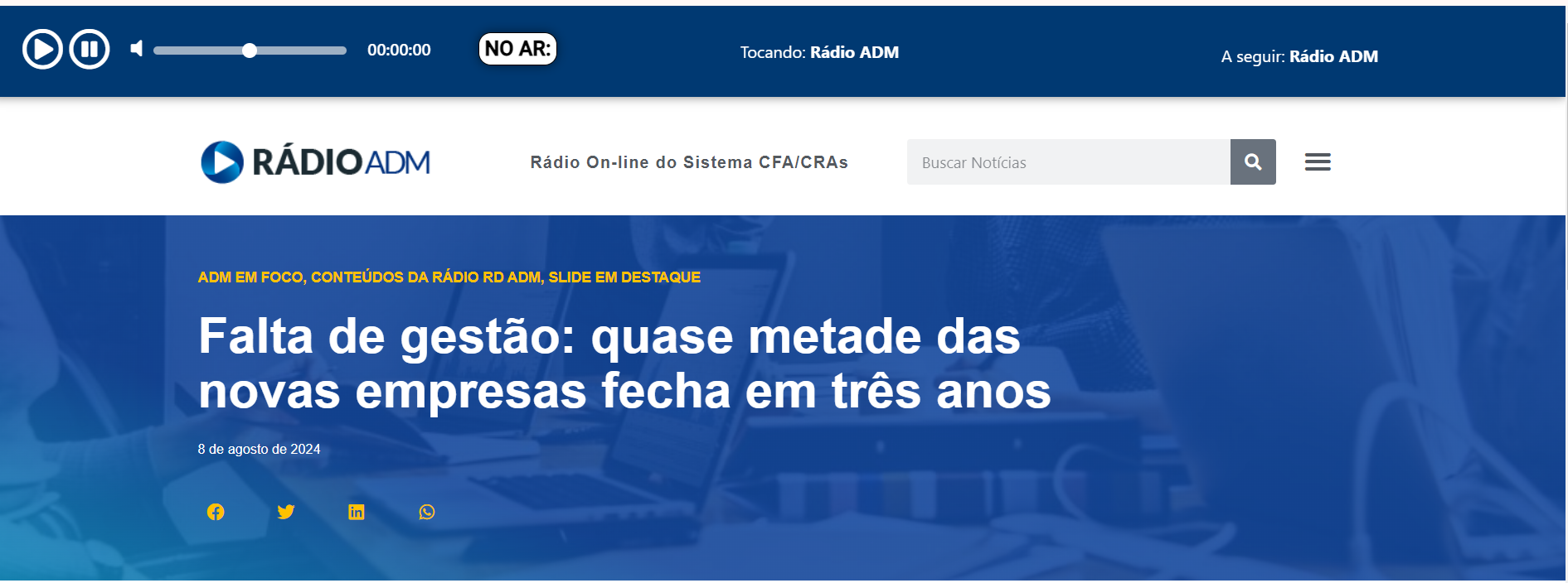 Leia mais sobre o artigo Ouça a entrevista do CRA-TO para a Rádio ADM: Falta de gestão eficiente coloca em risco o futuro dos negócios